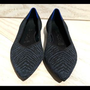 Rothy’s The Point Metallic Blue and Black Zebra